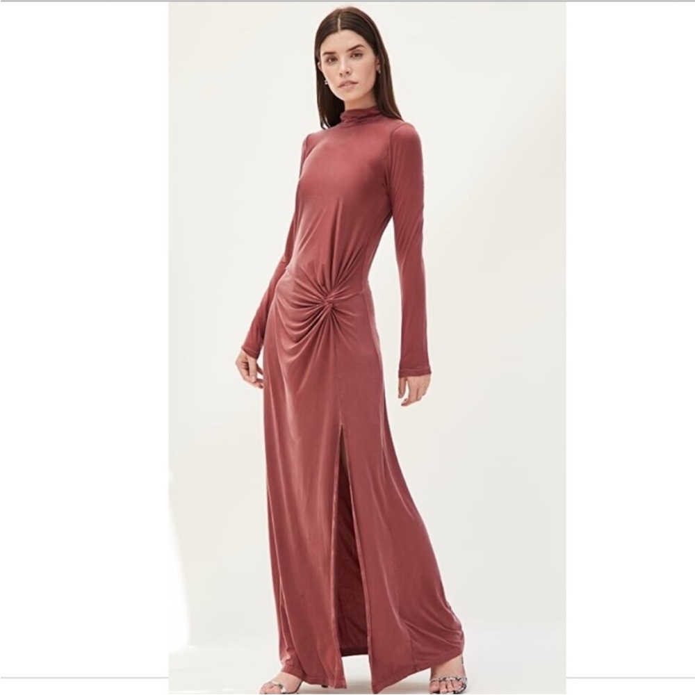 Young Fabulous & Broke Dress Maroon Madison Twist Detail Maxi Turtleneck Size M